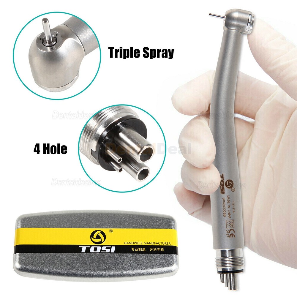 TOSI TX-114 Dental High Speed Turbine Handpiece Push Button 4 Holes